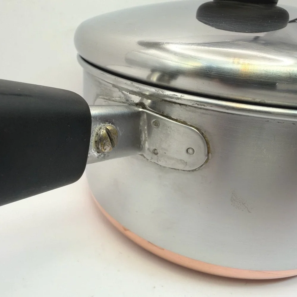 Vintage‎ Revere Ware Double Ring Clinton IL 1 Qt Copper Clad Saucepan w Lid